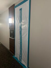 The Bowie in Austin has a black mold infestation. This is one of the currently sealed off units that is affected.