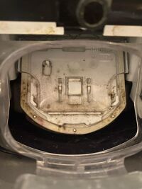 Black mold growth on fridge ice maker at The Bowie in Austin.