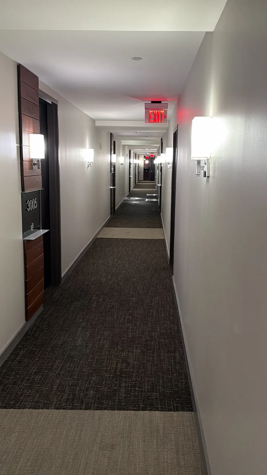 Interior corridor at The Bowie photographed after the September 17 fire